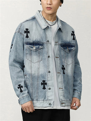 Urban-Chic Men's Casual Loose Distress Denim Jacket