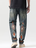 Men's Back Patch Embroidered Versatile Casual Jeans