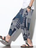 Men's Contrast Color Plaid Casual Loose Harem Pants