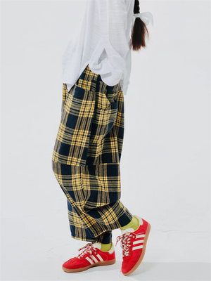 Ladies Spring Summer Relaxed Fit Plaid Pants