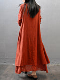 Casual Long Sleeve Maxi Linen Dress for Women