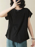 Unique Patchwork Round Neck Asymmetric Shirt for Women