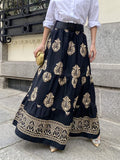 Ethnic Style Print Big Swing A-line Skirts for Lady