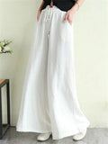 Women's Casual Oversized Cotton Linen Wide Leg Pants