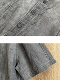 Men's Summer Stand Collar Short Sleeve Tang Suit Linen Shirt