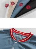 Men's Loose Chic Embroidery Contrast Color T-shirts