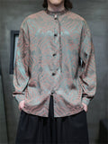 Men's River Cliff Waves Jacquard Chinese Style Shirts