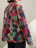 Floral Printed Cozy Fleece-lined Short Coats for Women