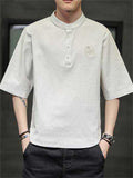 Men's Pure Color Short Sleeve Embroidered T-Shirts