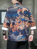 Men's Tang Suit Crane Print Half Sleeve Shirt