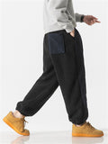 Men's Oversized Contrasting Color Ankle-tied Lamb Wool Pants