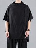 Chinese Style Side Slit Summer Relaxed Shirt for Men