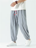 Men's Loose Cozy Red Drawstring Casual Harem Pants