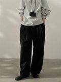 Women's Casual Simple Black Grey Mid-Rise Suit Pants