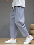 Chinese Style Summer Solid Color Cotton Blend Loose Pants for Men