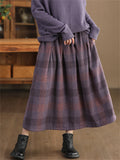 Women's Autumn Vintage Cozy Fleece Plaid Skirt