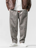 Men's Chinese Style Jacquard Winter Thickened Tapered Pants