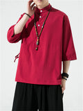 Men's Summer Ice Silk Comfortable Tang Suit T-shirt