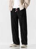 Vintage Decorative Knot Button Men Straight-Leg Pants