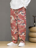 Crane Printed Casual Vintage Trousers for Men