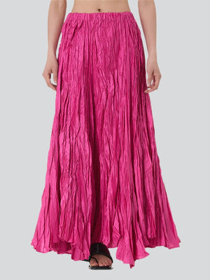 Solid Color Crinkled Maxi Skirts for Ladies