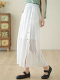 Chinese Style Button Tassel Design Side Split Skirt for Women