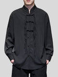 Men's Silk-Like Skin-Friendly Knot Button Black Shirt