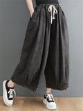 Drawstring Baggy Wide Leg Jeans for Women