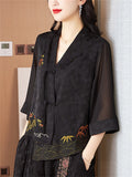 Women's Summer Ancient Style Embroidery Irregular Hem Shirt