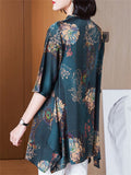 Women's Peony Print Comfortable Chiffon Summer Shirt