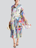 Loose-fitting Two-piece Printed Satin Suit for Ladies