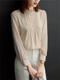 Women's Elegant Stand Collar Polka Dot Breathable Chiffon Shirt