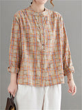 Women's Sweet Korean Style Spring Long-sleeve Plaid Shirts