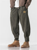 Men's Stylish Embroidery Corduroy Plaid Casual Pants