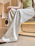 Female Bamboo Leaf Jacquard Satin Wide-Leg Pants