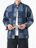 Streetwear Vintage Plaid Denim Jacket for Male