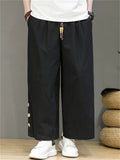 Men's Casual Cotton Linen Drawstring Summer Straight-Leg Pants