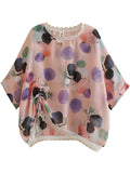 Female Round Neck Fruit Polka Dot Print Sweet Shirts