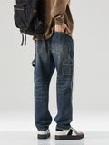 Trendy Patch Streetwear Straight Leg Jeans for Men