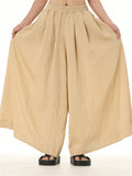 Female Loose-fitting Solid Color Elastic Waist Pants