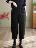 Women's Elastic Waist Comfy Warm Cotton Pants for Winter