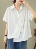 Irregular Patchwork Hem Lapel Shirts for Women