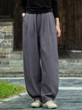 Women's Zen Style Warm Plush Lined Linen Long Pants for Winter