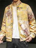 Men's Loong Crane Tiger Embroidered Faux Suede Jackets