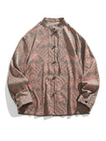 Men's River Cliff Waves Jacquard Chinese Style Shirts