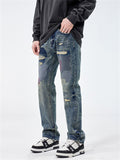 Ripped Patched Vintage Popular Jeans for Men