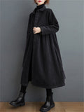 Long-sleeved Thick Single-breasted Corduroy Long Coats for Women