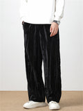 Men's Simple Vertical Lines Velvet Straight-Leg Pants