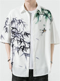 Chinese Landscape Ink Painting Vintage Shirt for Men