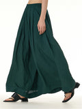 Female Loose-fitting Solid Color Elastic Waist Pants